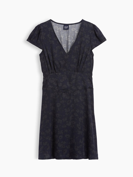 V-Neck Print Mini Dress