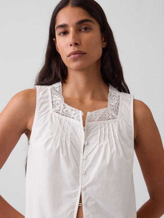 Poplin Pintuck Shell Top