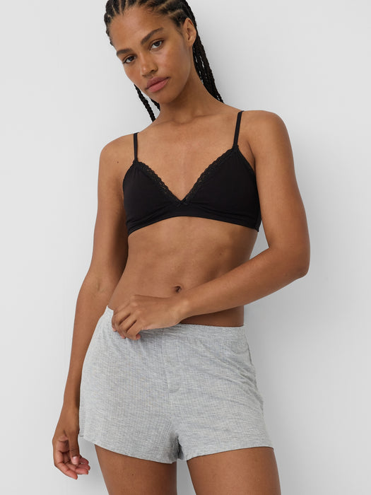 SoftMade Organic Stretch Cotton Lace-Trim Triangle Bralette