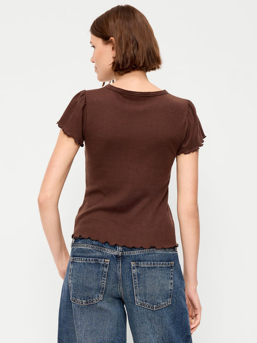 Lettuce-Edge Pointelle Top