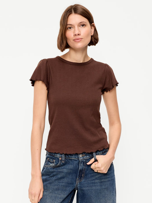 Lettuce-Edge Pointelle Top