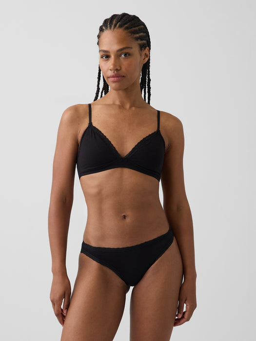 SoftMade Organic Stretch Cotton Lace-Trim Triangle Bralette