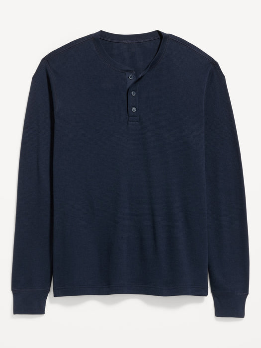 Long-Sleeve Waffle Henley T-Shirt