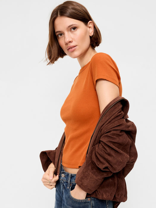 Snug Crop Ribbed T-Shirt