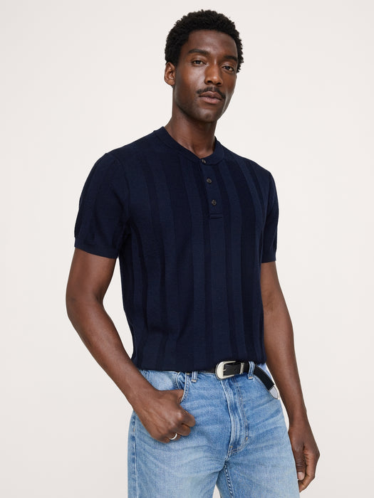 Merino Short-Sleeve Henley Sweater