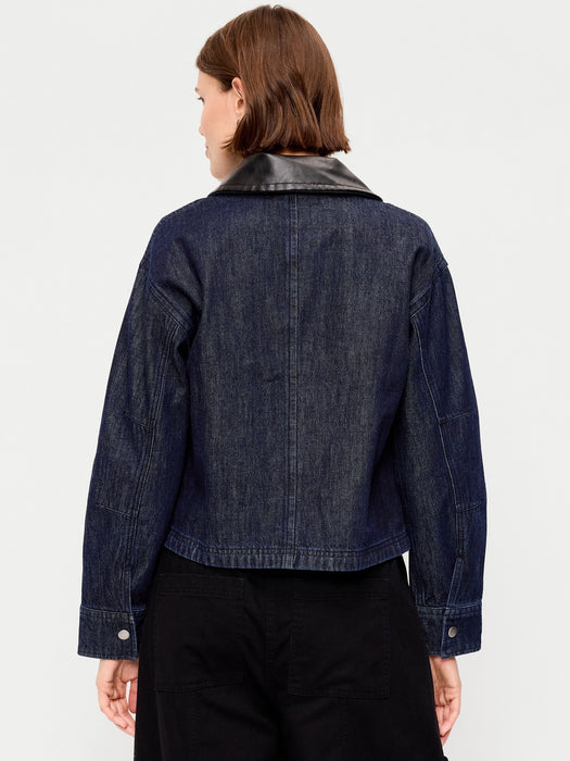 Cropped Denim Barn Jacket