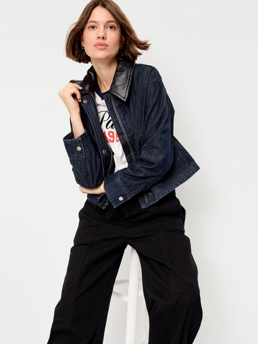 Cropped Denim Barn Jacket