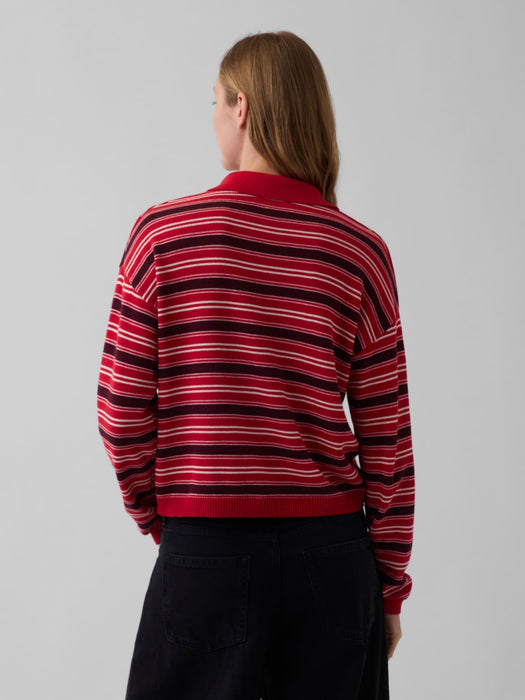 100% Cotton Relaxed Polo Sweater