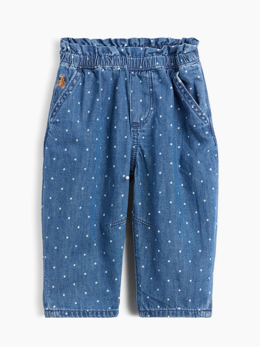Baby Polka Dot Pull-On Ruffle Barrel Jeans