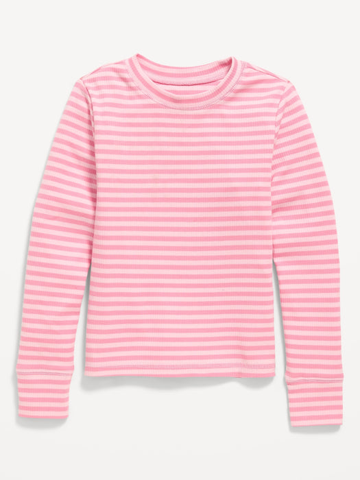 Printed Long-Sleeve Ribbed T-Shirt for Girls