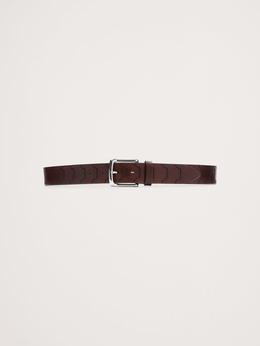 Geo Embossed Leather Belt