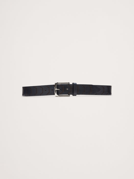 Geo Embossed Leather Belt