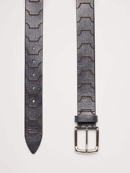Geo Embossed Leather Belt