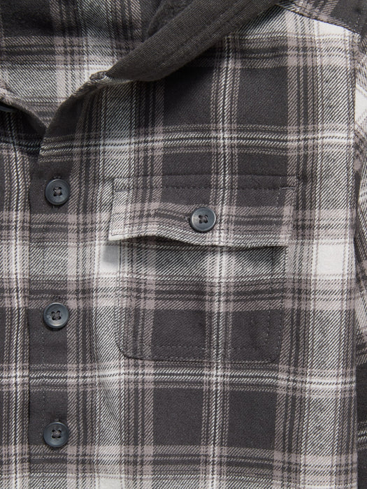 Long-Sleeve Hooded Flannel Shirt for Toddler Boys
