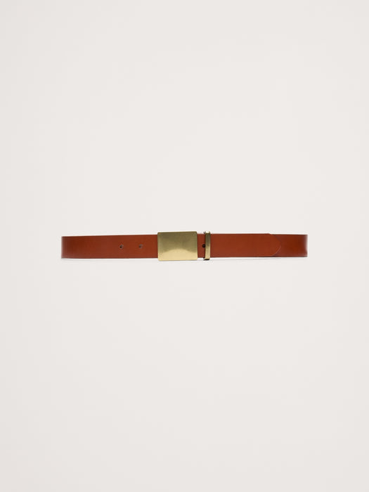 Leather Solid-Buckle Belt
