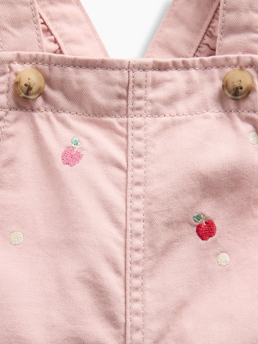 Baby Embroidered Apple Ruffle Overalls