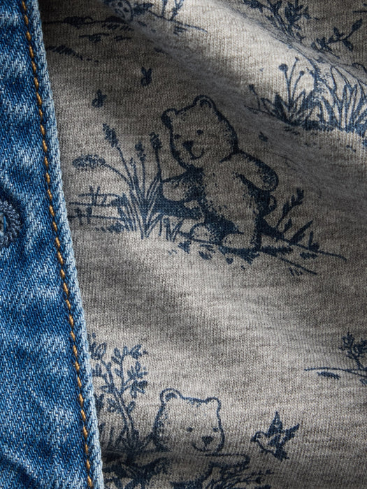 Baby Jersey-Lined Hooded Denim Jacket