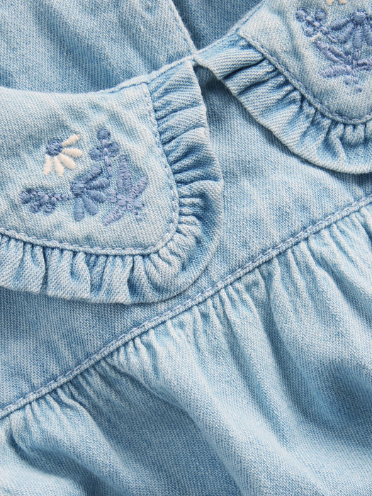 Baby Embroidered Denim Bubble Bodysuit