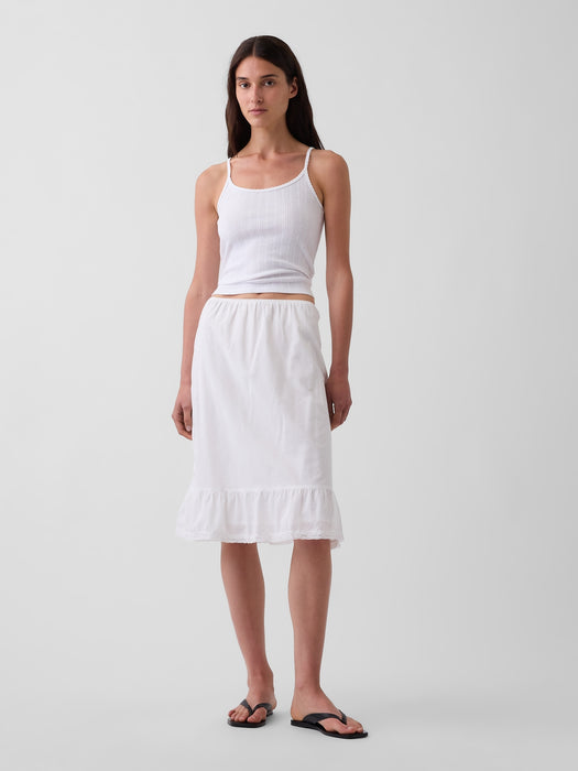 Ruffle-Hem Easy Knee-Length Skirt