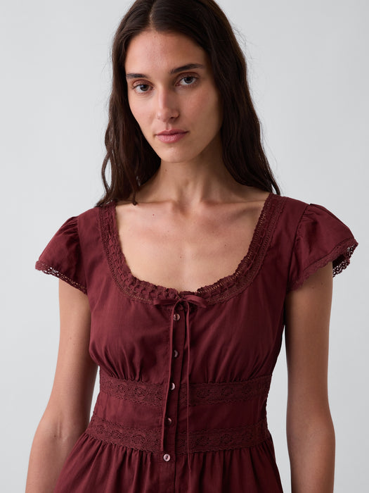 Scoop Neck Lace-Trim Mini Dress