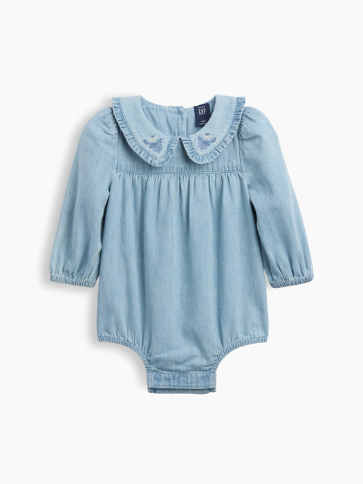 Baby Embroidered Denim Bubble Bodysuit
