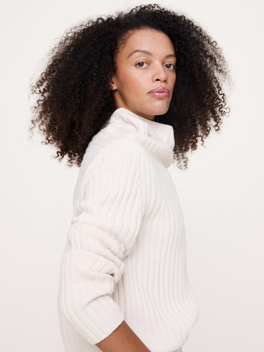 Wool-Cotton Drape-Neck Sweater