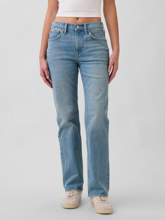 Mid Rise Relaxed Straight Jeans
