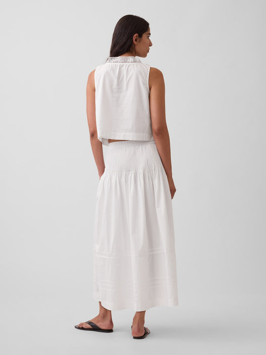Poplin Pintuck Maxi Skirt