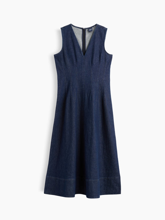 Denim V-Neck Maxi Dress