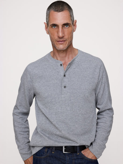 Slub Double-Knit Henley T-Shirt