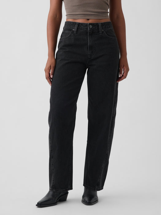 Curvy High Rise Barrel Jeans