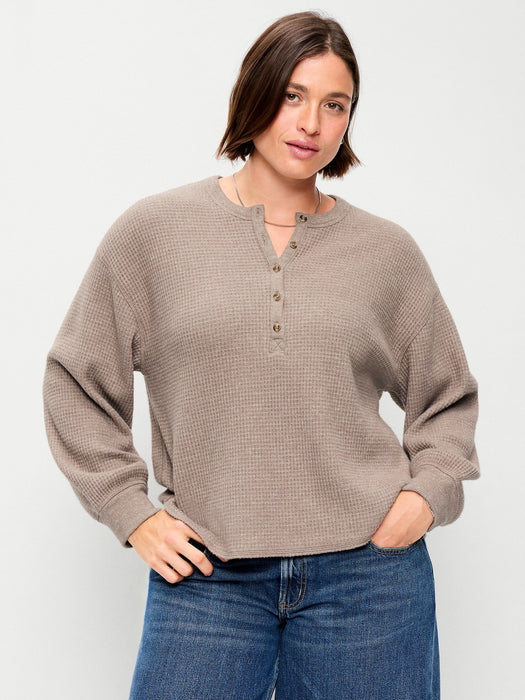 Long-Sleeve Crew-Neck Henley T-Shirt