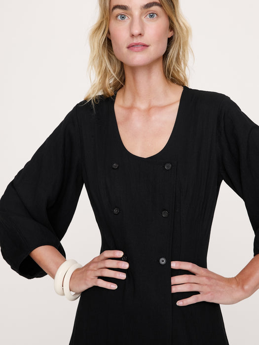 Drapey Twill Buttoned Maxi Dress