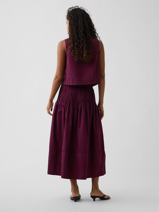 Poplin Pintuck Maxi Skirt