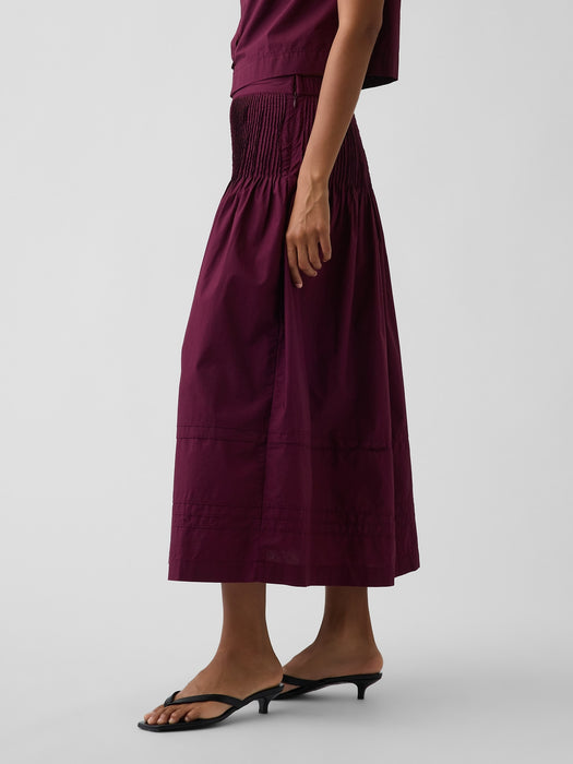 Poplin Pintuck Maxi Skirt