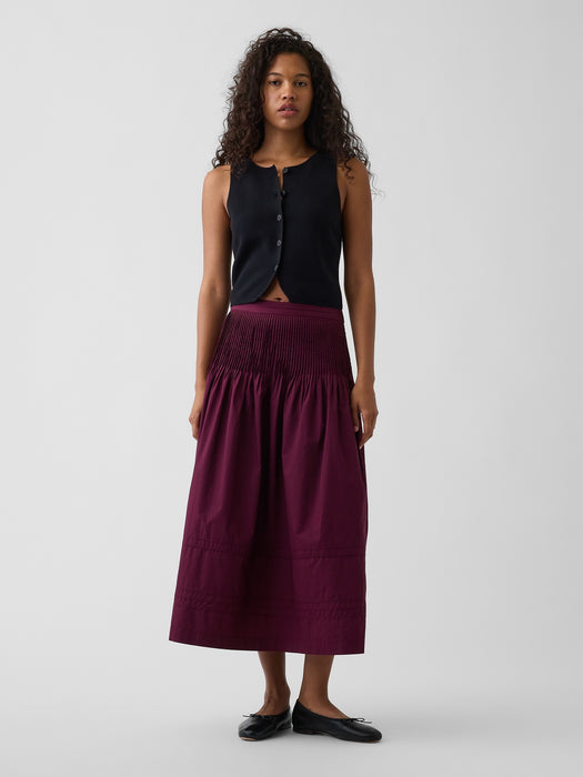 Poplin Pintuck Maxi Skirt