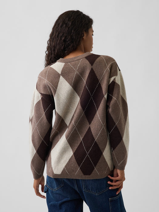 CashSoft Oversized Argyle Sweater