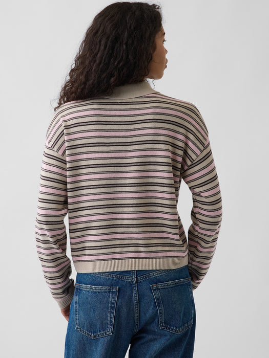 100% Cotton Relaxed Polo Sweater