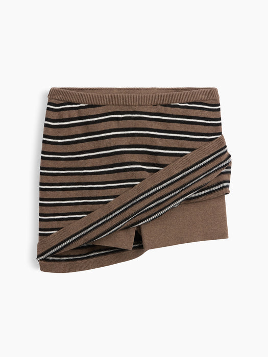 100% Cotton Stripe Sweater Mini Skort