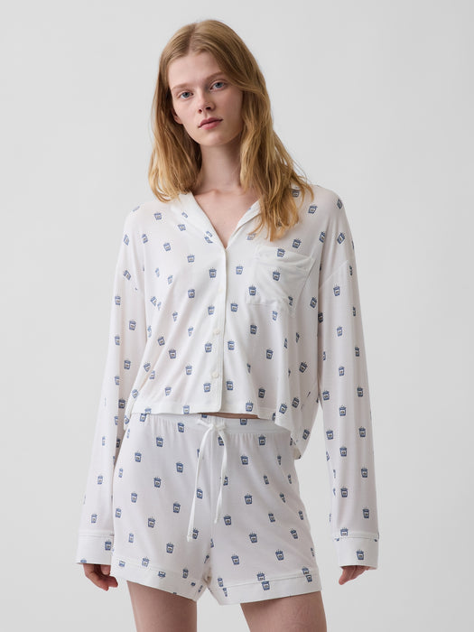 SoftMade Modal Crop PJ Top
