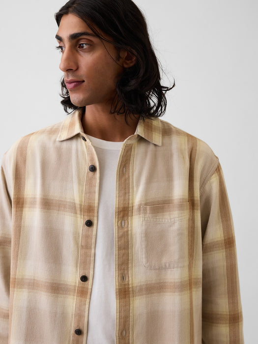 Sunwashed Twill Relaxed Plaid Shirt