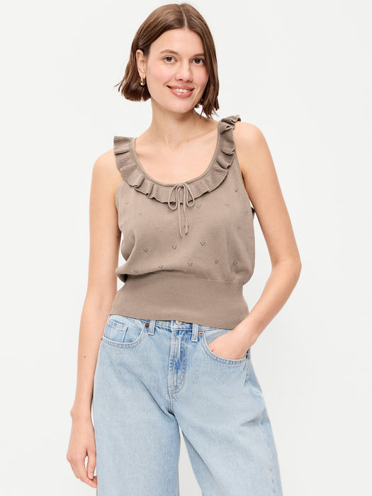 SoSoft Cotton Tie-Front Pointelle Tank Top