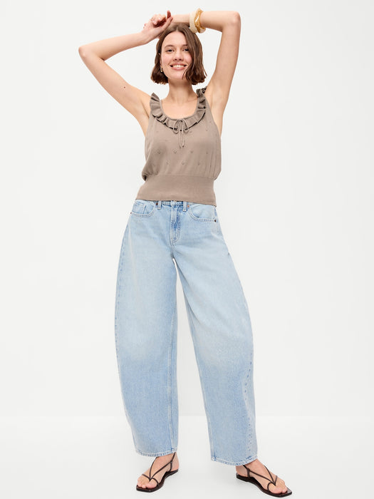 SoSoft Cotton Tie-Front Pointelle Tank Top