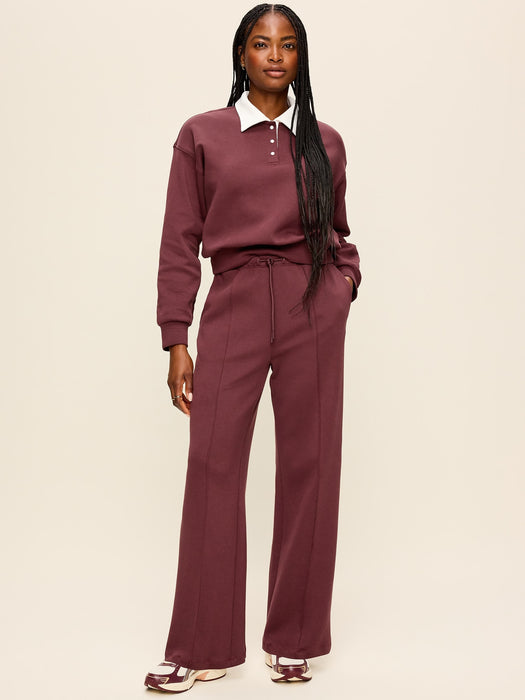 Mid-Rise Dynamic Fleece Textured Wide-Leg Sweatpants