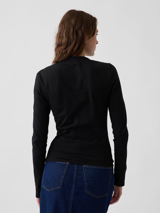 CloseKnit Jersey Funnel-Neck Ruched T-Shirt