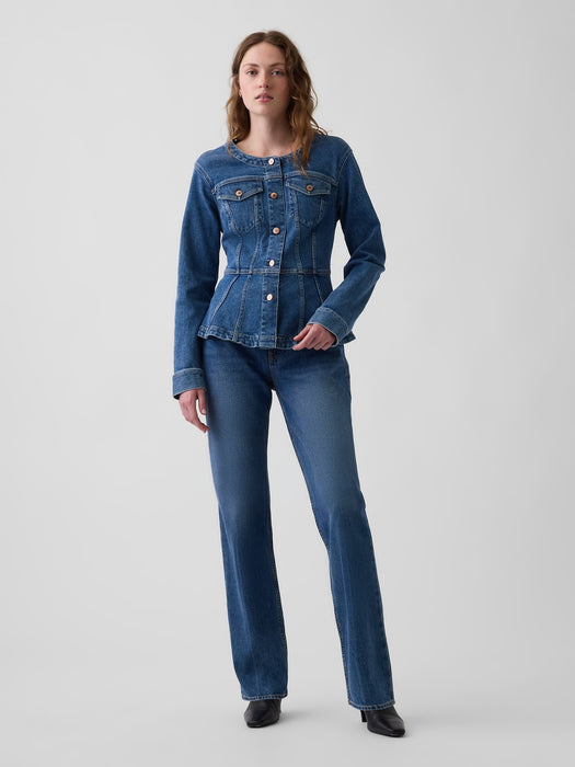 Denim Fitted Peplum Jacket