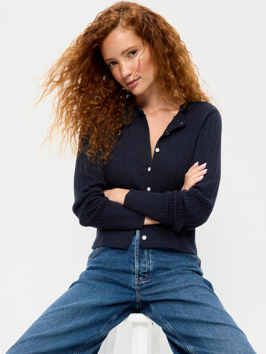 SoSoft Cotton Crew-Neck Cardigan Sweater