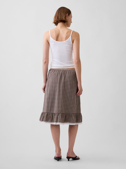 Ruffle-Hem Easy Knee-Length Skirt