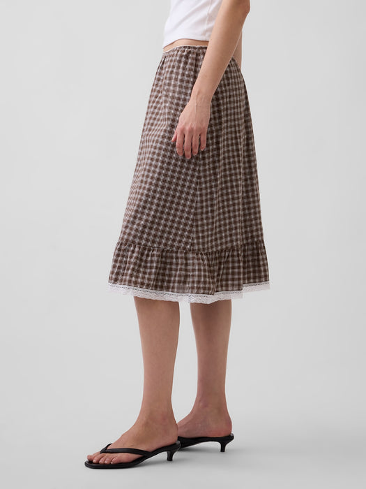 Ruffle-Hem Easy Knee-Length Skirt
