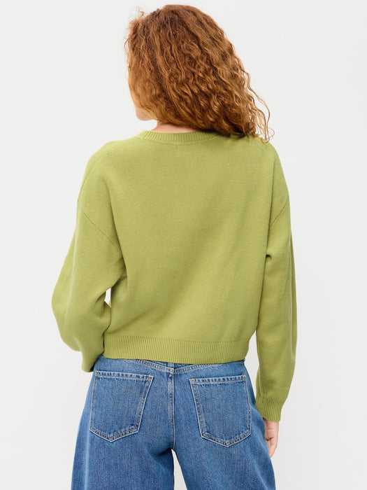 SoSoft Cotton Crew-Neck Cropped Sweater